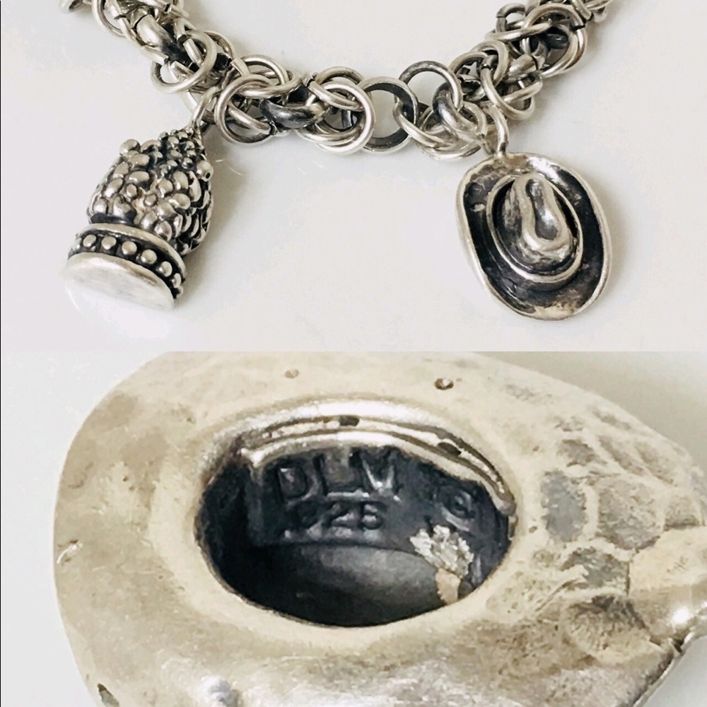 Dian Malouf Sterling Silver Chain Charm Bracelet - Picture 4 of 8